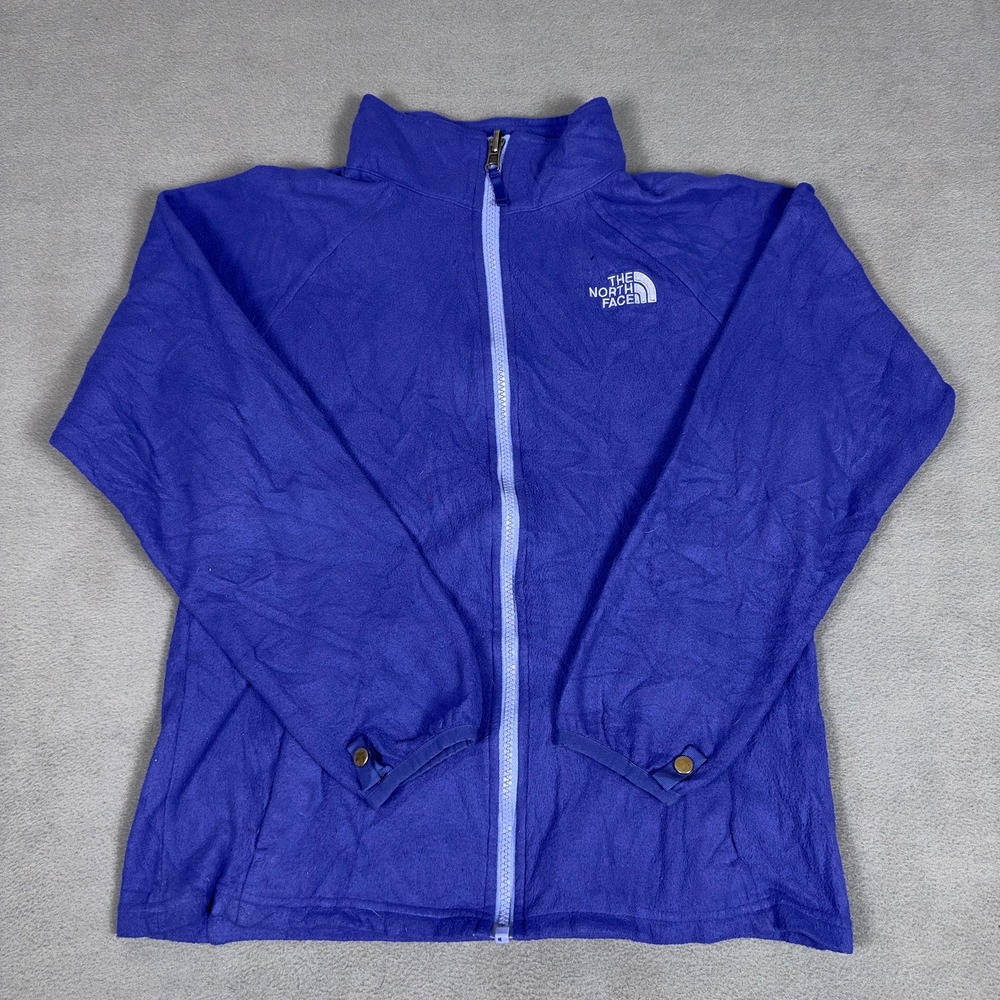 The North Face Girls Fleece Jacket Purple Full Zip Youth L 14 16 Snap Cuffs